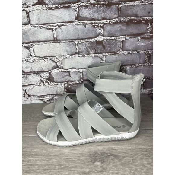 Sorel Out ‘N About Plus Light Grey Textile Spandex Strap Sandals Women 12M US/43 - Picture 1 of 16